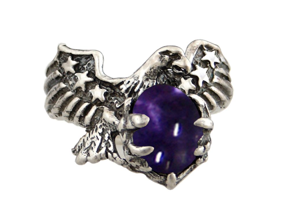 Sterling Silver American Eagle Ring With Iolite Size 10